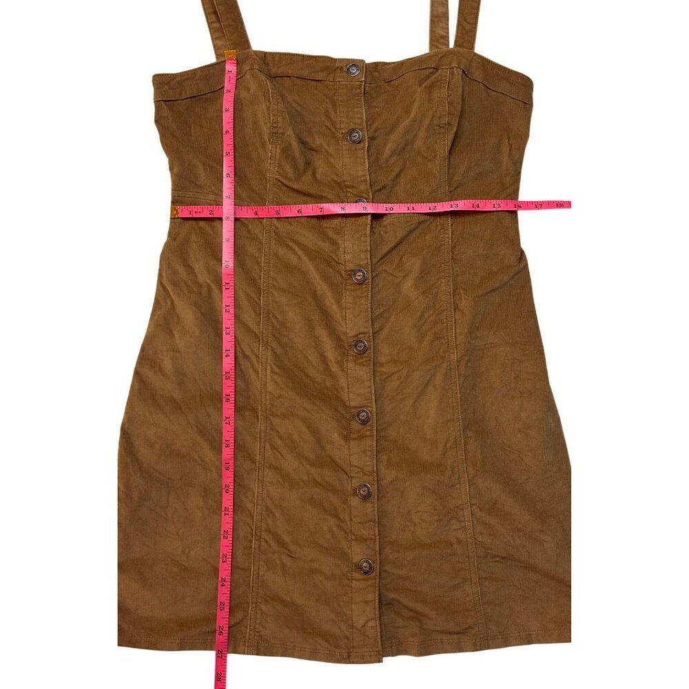 Hollister Womens Tan Corduroy Button-Front Mini Dress Adjustable Straps Size L - Picture 5 of 8